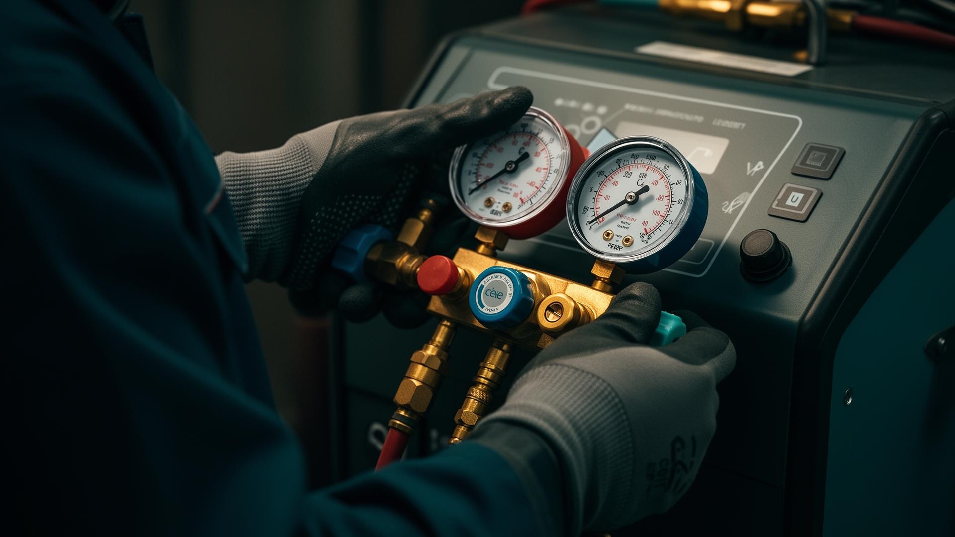 Técnico operando manifold de recuperación